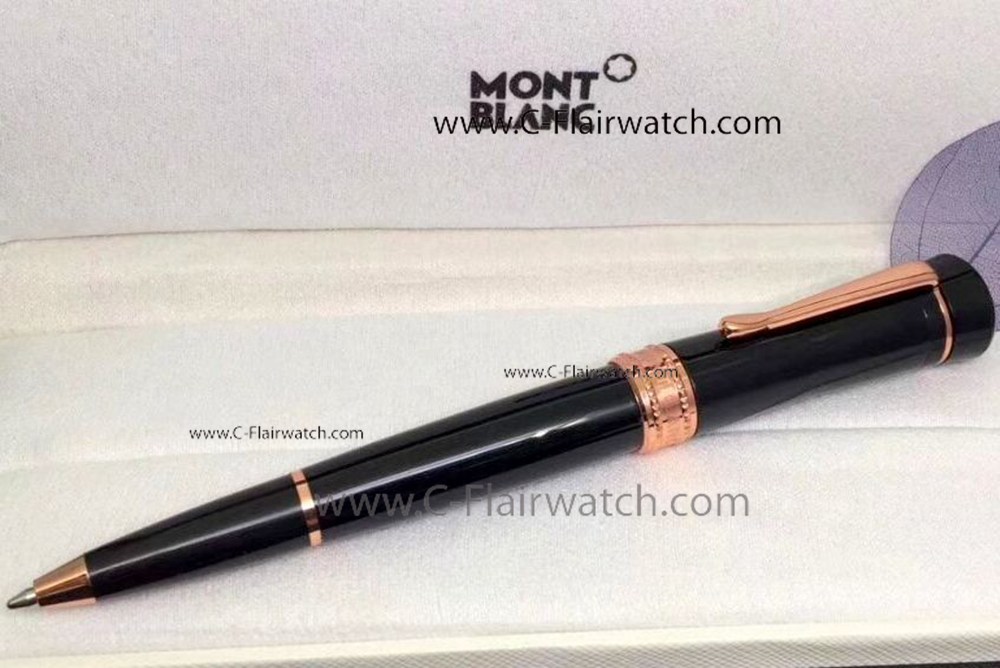 Copy Montblanc Bonheur Nuit Ballpoint Pen - Black and Rose Gold